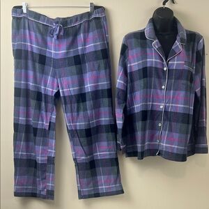 DKNYC Purple and Black Plaid Pajama Set
